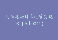同款志叔讲tk运营变现课【Ad-0043】-51搞钱网