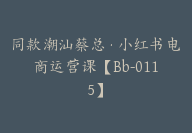 同款潮汕蔡总·小红书电商运营课【Bb-0115】-51搞钱网