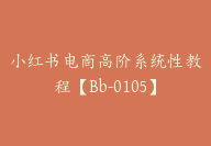 小红书电商高阶系统性教程【Bb-0105】-51搞钱网
